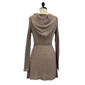 NWT’S Bellini Heather Mocha Long Hood Waterfall Cardigan SZ S